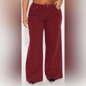 Fashion Nova Maroon Flare Jeans